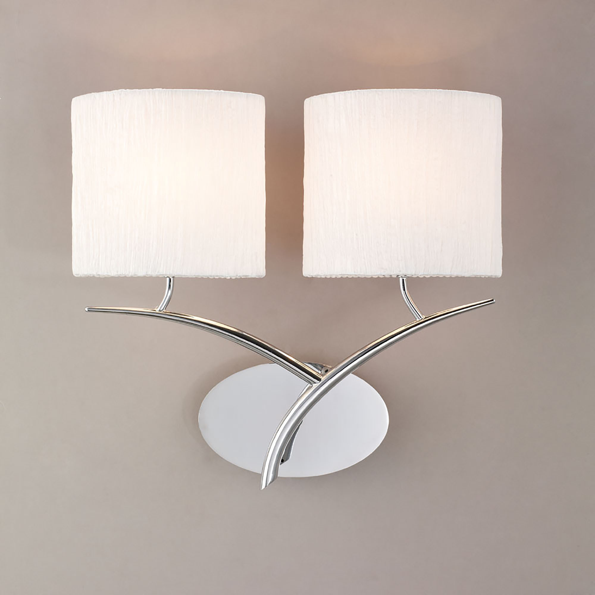 Eve Polished Chrome-White Wall Lights Mantra Armed Wall Lights Eve Polished Chrome-White Wall Lights Mantra Armed Wall Lights